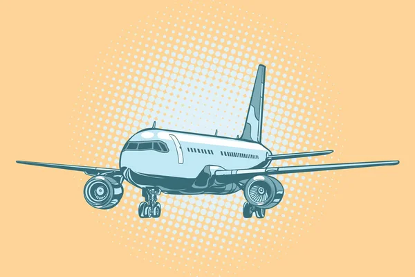 Aterrizaje de un avión de pasajeros — Vector de stock