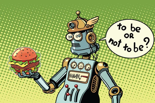 Robot hambúrguer fast food — Vetor de Stock