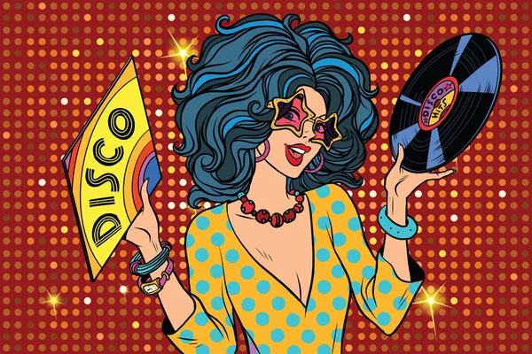 Disco diva retro dama — Archivo Imágenes Vectoriales