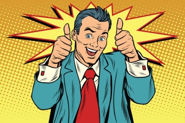 işadamı iki tane jest, yukarı başparmak