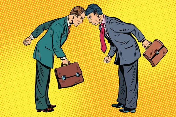 Concurrence d'affaires, deux hommes d'affaires en conflit — Image vectorielle