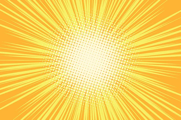 Orange rays pop art comic background — Stock Vector