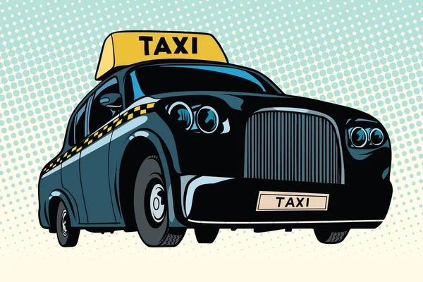 Black taxi with a yellow sign — Stock Vector