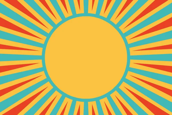 太阳红黄色蓝色背景波普艺术复古 — 图库矢量图片