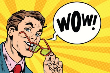 Akıllı bir iş adamı gözlüklü Vay