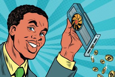 Araştırma bitcoins bir video araba ile Afrika kökenli Amerikalı işadamı olduğunu