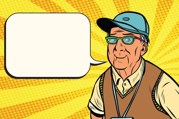 Χαρούμενη γέρος σε ένα καπέλο του μπέιζμπολ — Διανυσματικό Αρχείο