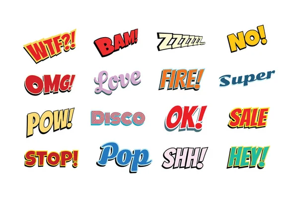 Set of comic phrases — Stock Vector