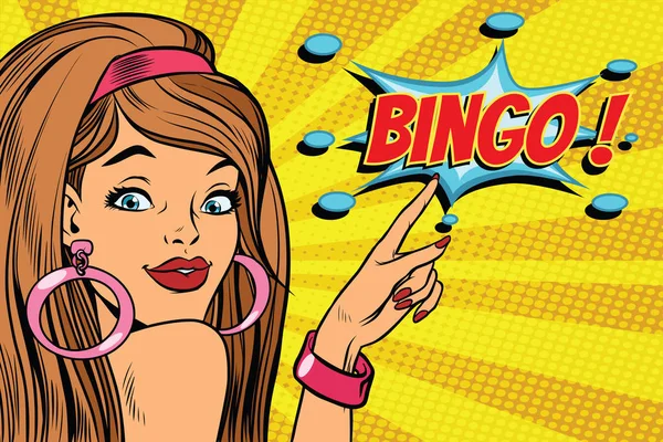Pop art kadın bingo — Stok Vektör