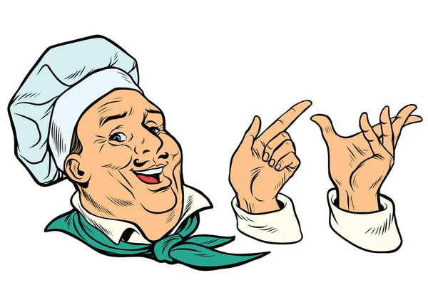 Set cocina francesa o italiana y gestos de la mano — Vector de stock