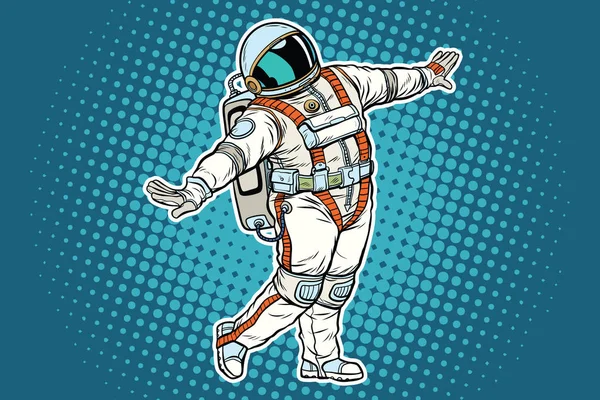 Astronaut dancing, funny gesture — Stock Vector