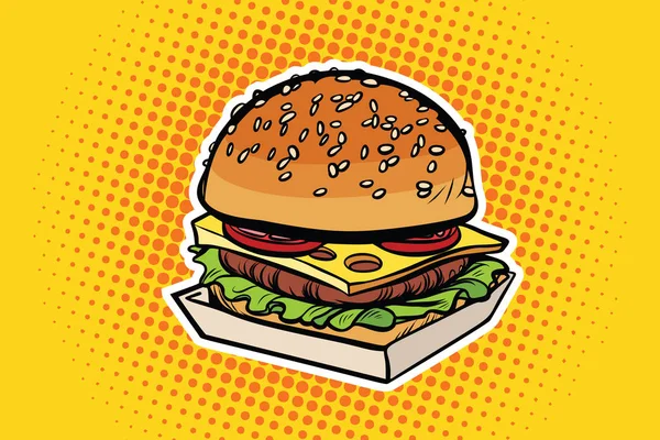 Hamburger pop art afbeelding — Stockvector