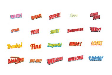 cartoon words label set isolated on a white background clipart