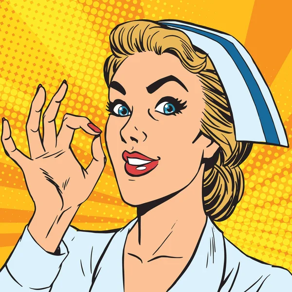 Avatar πορτρέτο μιας χειρονομίας εντάξει νοσοκόμα — Διανυσματικό Αρχείο