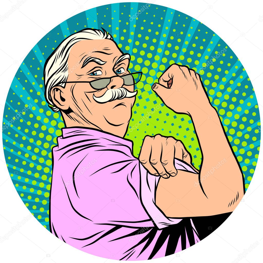 we can do it old man retired pop art avatar character icon