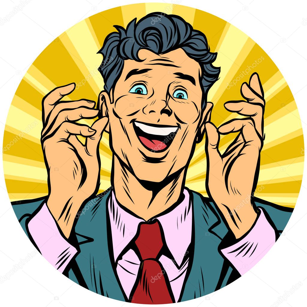 happy man pop art avatar character icon