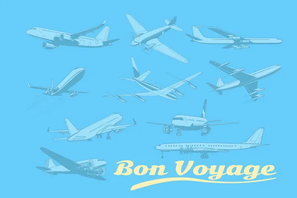 Bon voyage, набор воздушных судов воздушного транспорта — стоковый вектор