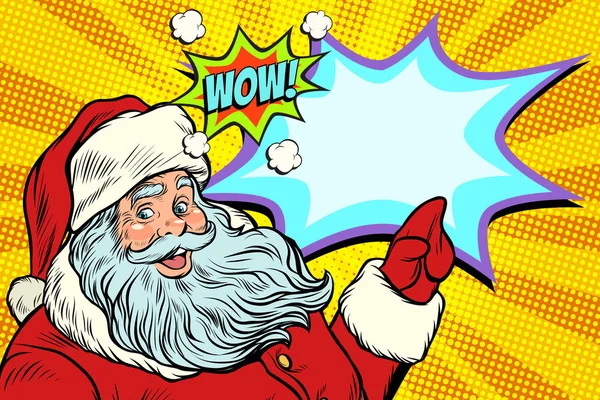 Wow Santa Claus, Año Nuevo y Navidad — Vector de stock