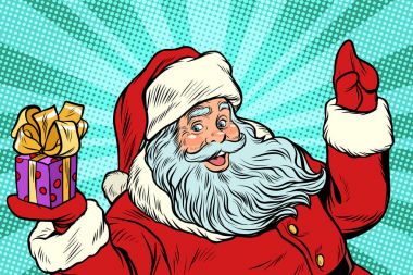 Noel Baba hediye ile. Yeni yıl ve Noel