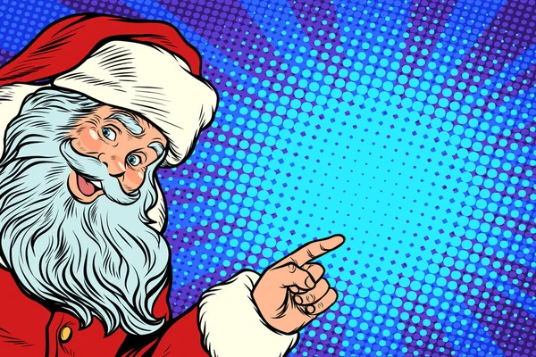 Papai Noel apontando para espaço de cópia — Vetor de Stock