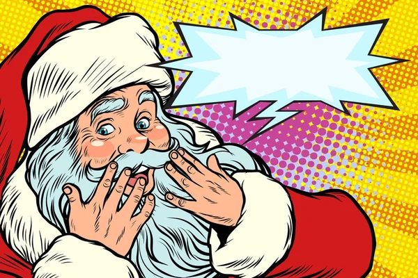 Reacción sorprendida. Santa Claus personaje de Navidad — Vector de stock