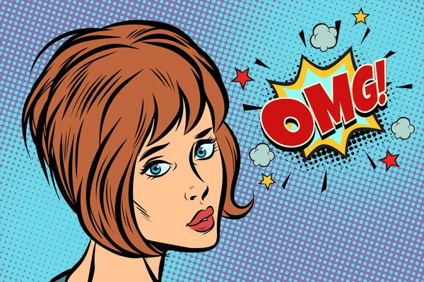 Üzgün Omg kadın Pop art retro