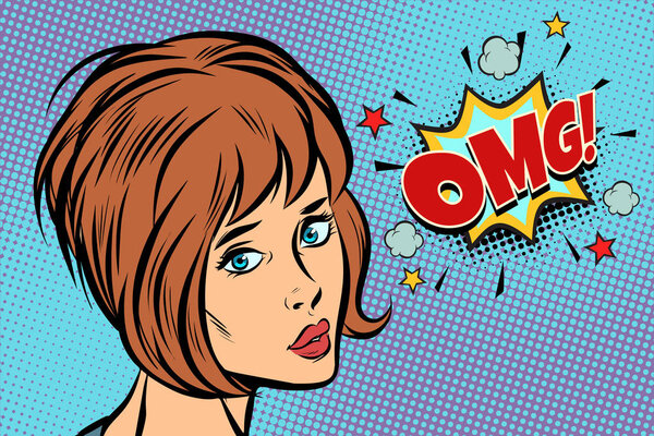 Sad OMG woman Pop art retro