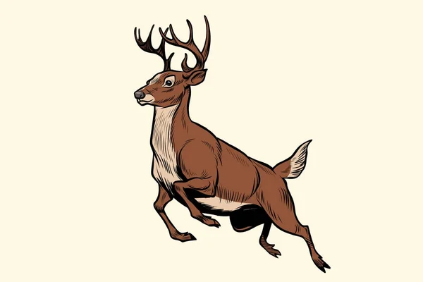 Running deer jump — Stock Vector