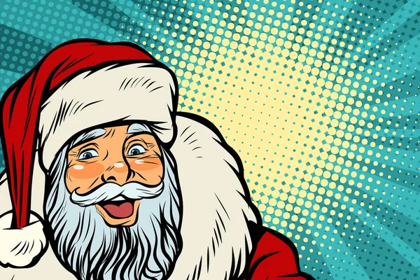 Fechar-se da cara feliz de Papai Noel —  Vetores de Stock