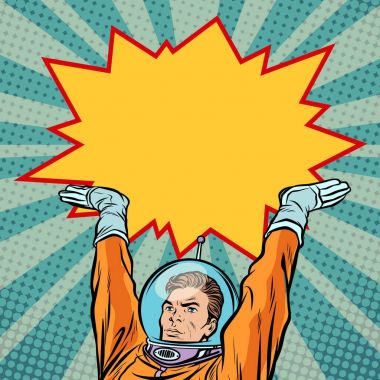 astronot holding komik kabarcık