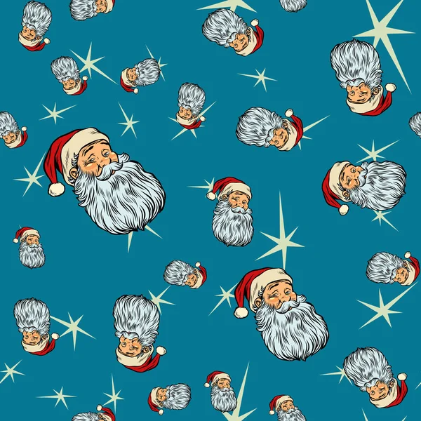 Head Santa Claus Christmas seamless background — Stock Vector