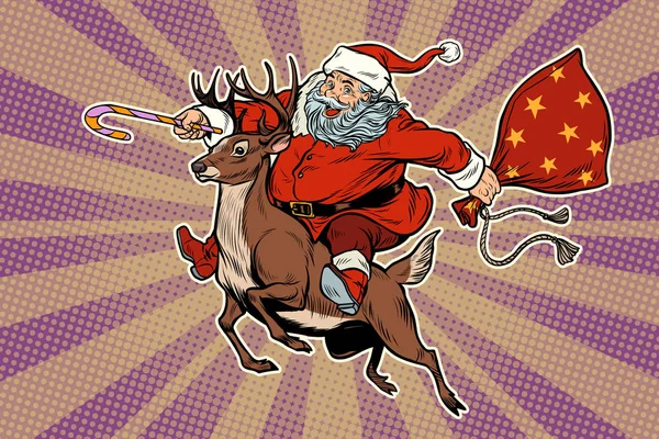 Noel Baba geyik sürmek — Stok Vektör