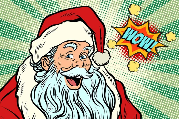 Wow Papai Noel Pop arte retro — Vetor de Stock