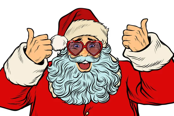 Santa Claus dengan kacamata mewah terisolasi di latar belakang putih - Stok Vektor