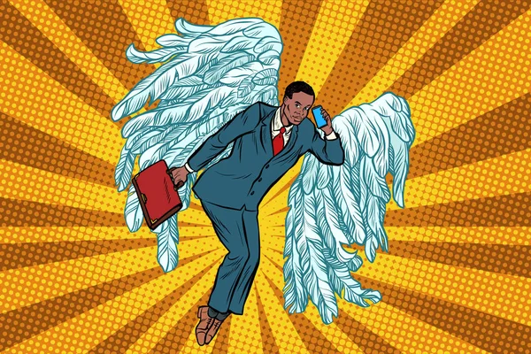 Бизнес-ангел африканский бизнесмен — стоковый вектор