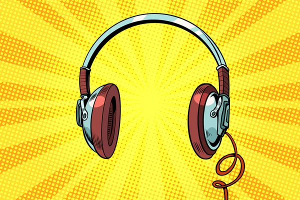 Retro headphones on a yellow background — Stock Vector