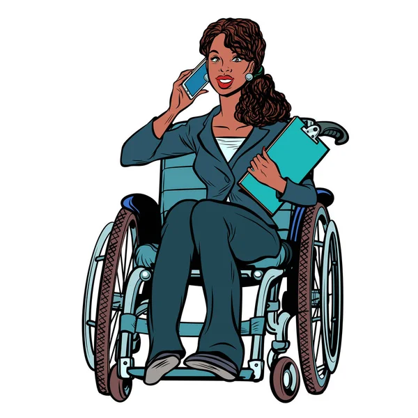 Femme d'affaires africaine handicapée isolée sur fond blanc — Image vectorielle