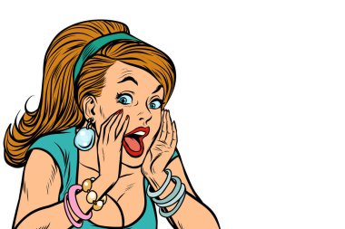 Beyaz arka plan üzerinde izole güzel kadın duyuru