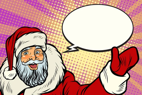 Promoteur Père Noël avec bulle de bande dessinée — Image vectorielle