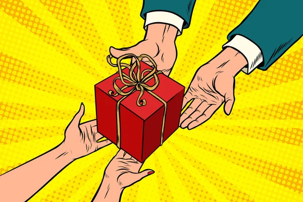 Regalo di Natale o San Valentino, uomo e donna — Vettoriale Stock