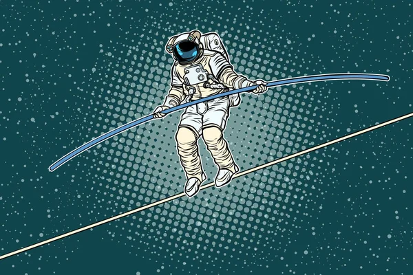Astronauten-Seiltänzer, die Risiken eines Wissenschaftlers — Stockvektor
