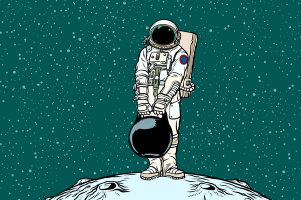 Астронавт с грузом — стоковый вектор