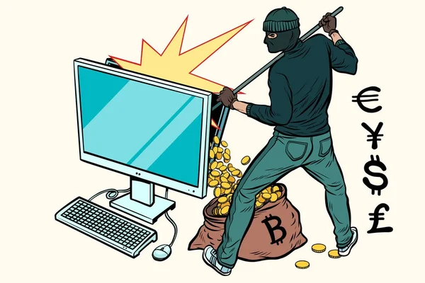 Online-Hacker stiehlt Geld aus Computer — Stockvektor