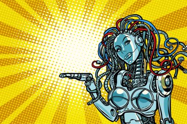 Güzel kadın robot organizatörü