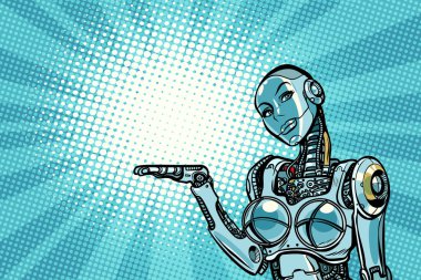 Güzel kadın robot sunar