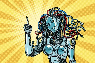 kadın robot gösterir