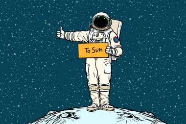 Astronot otostopçu güneşte rides