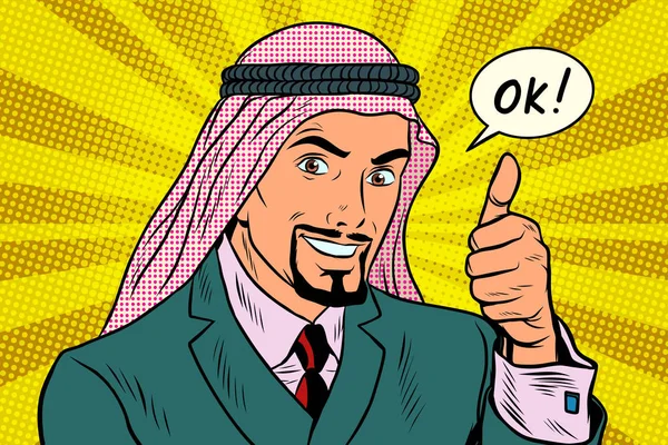 Thumbs up Okey, the Arab businessman — Stock Vector