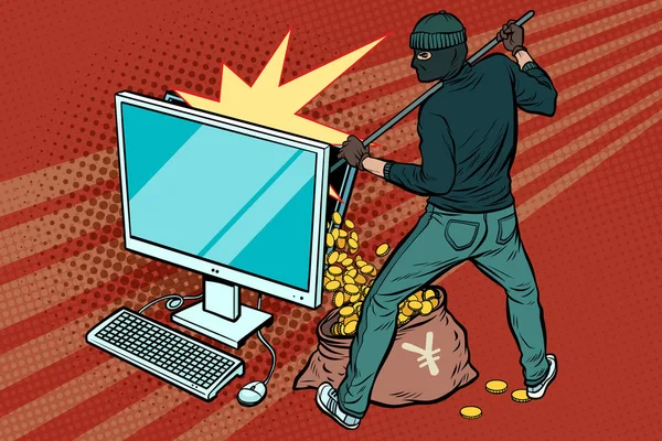 Online hacker steelt yen geld van computer — Stockvector