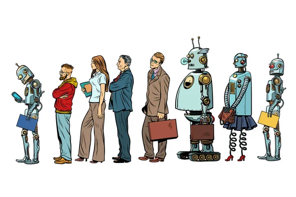 Tüm insanlar kümesi. Kadın erkek robot hipster işadamı — Stok Vektör